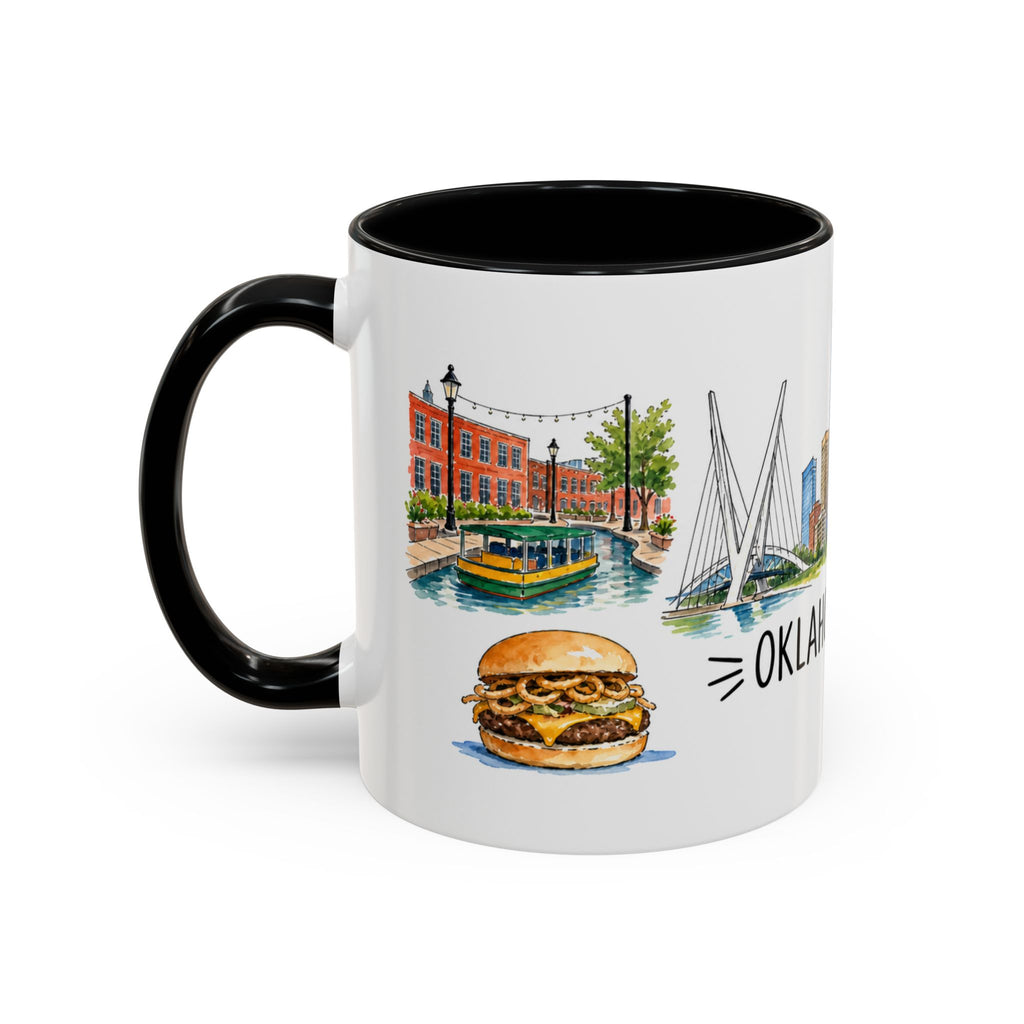 Oklahoma City Illustrated Travel Mug | City Souvenir Accent Coffee Mug | 11oz 15oz Ceramic Cup