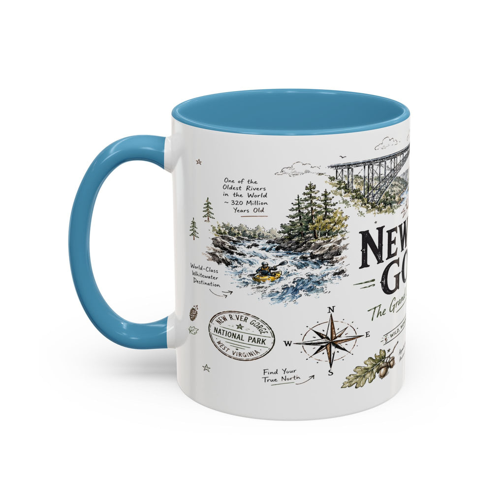 New River Gorge National Park Coffee Mug | West Virginia River Canyon Climbing Gift | Accent Color Ceramic 11oz 15oz