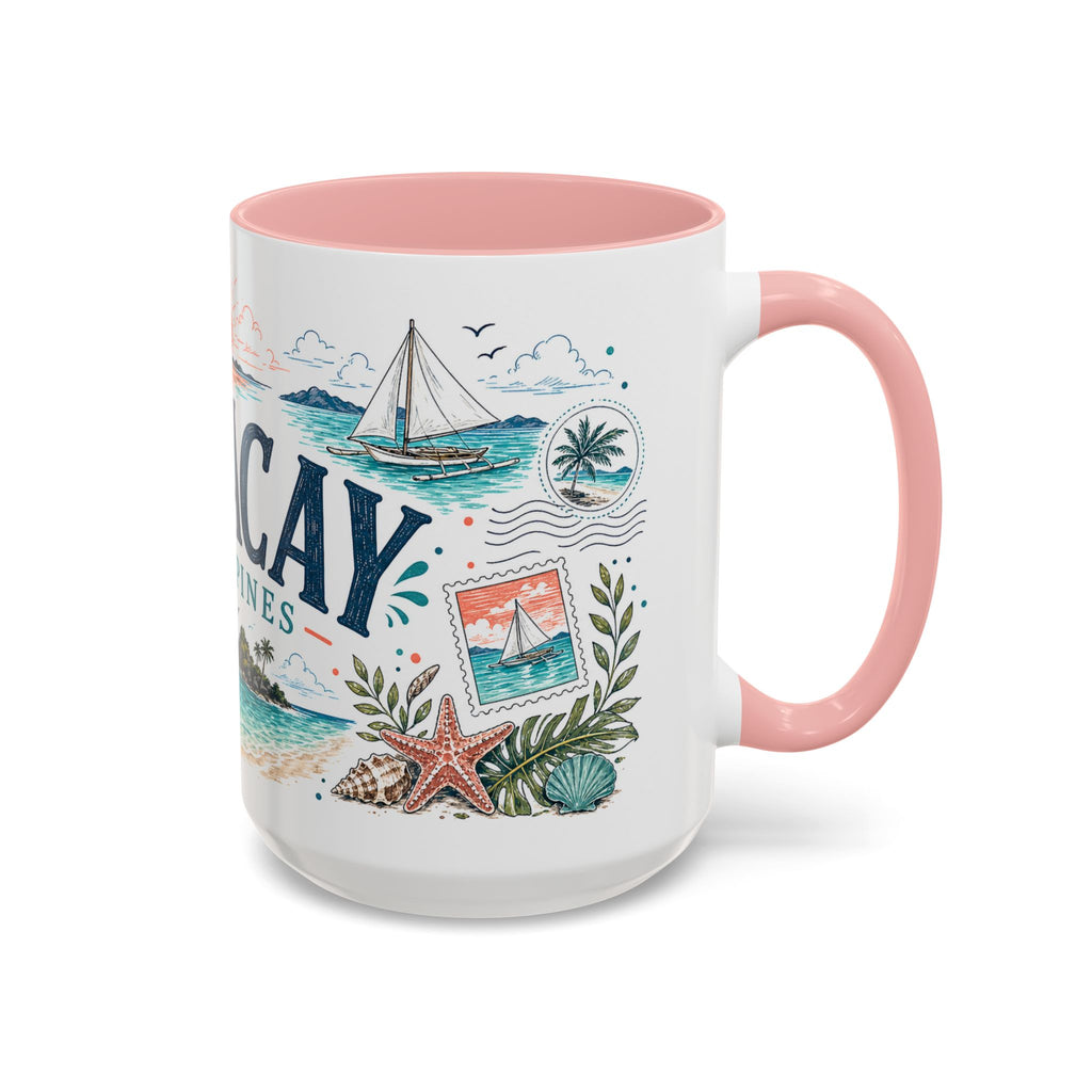 Boracay Coffee Mug | Travel Destination Souvenir Gift | Accent Color Ceramic 11oz 15oz