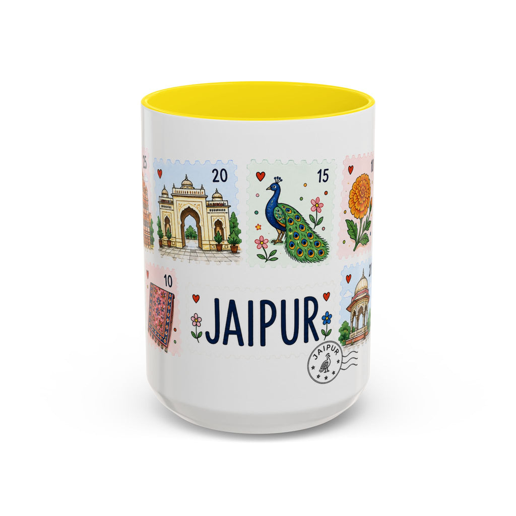 Jaipur Coffee Mug | Postage Stamp Collage Mug | Travel Souvenir Accent Cup 11oz 15oz