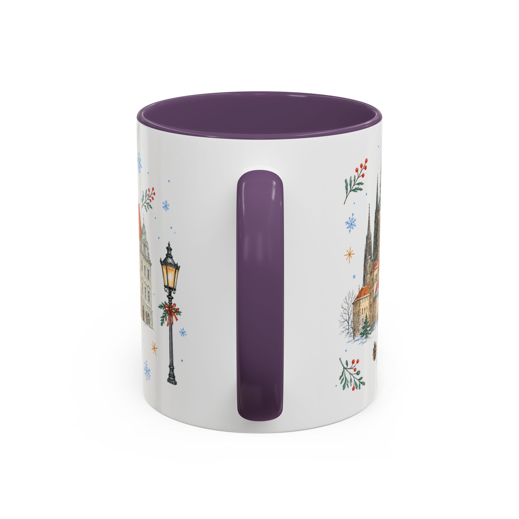 Prague Christmas Mug | Watercolor Travel Souvenir | Holiday Gift | Accent Ceramic Coffee Cup 11oz 15oz