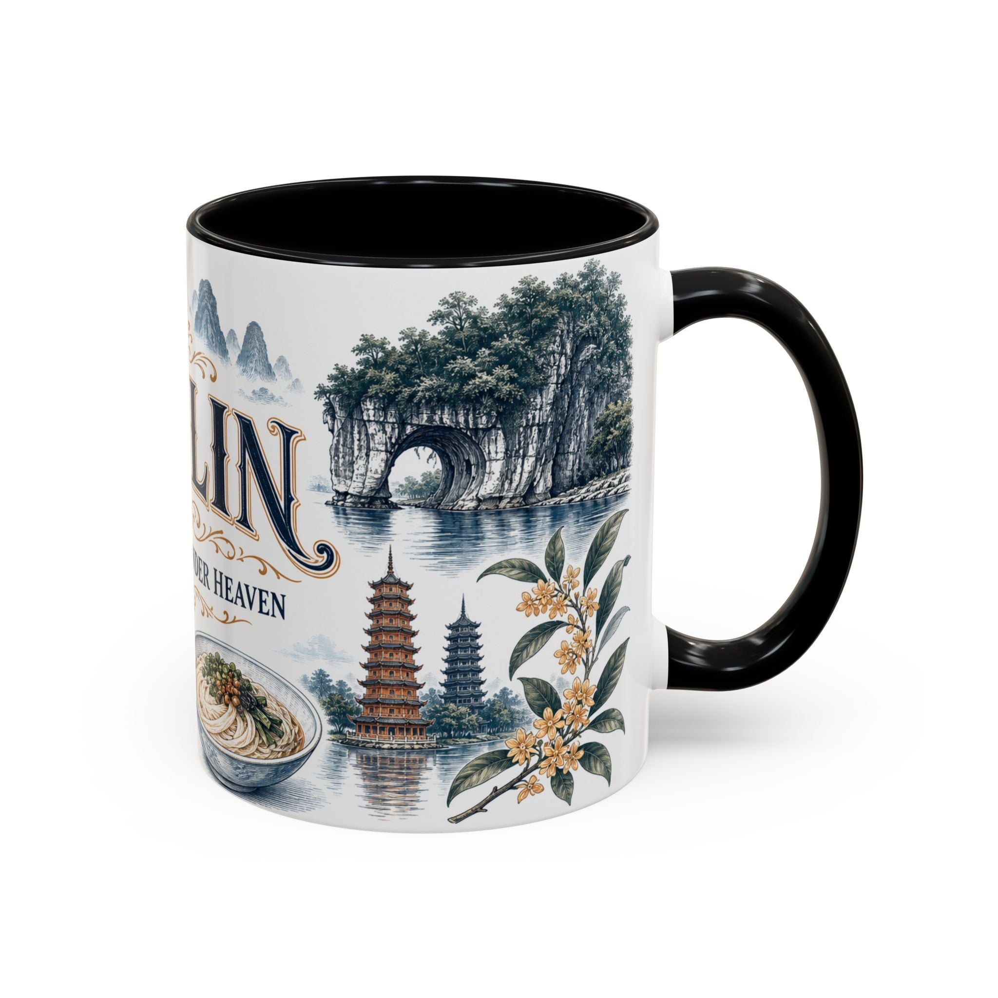 Guilin Coffee Mug | China Travel Souvenir | Vintage Illustrated City Gift | 11 oz 15 oz Accent Mug