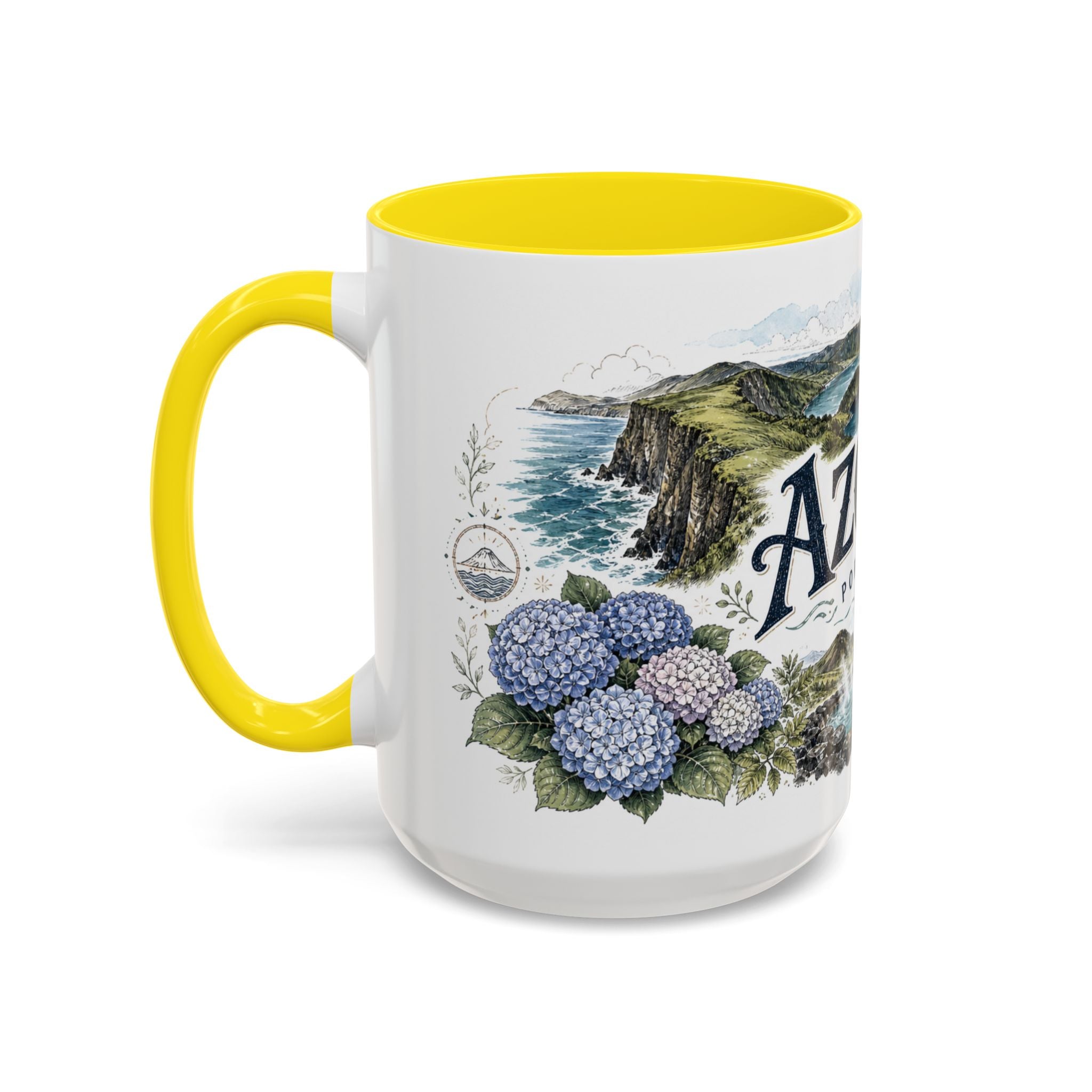 Azores Mug, Portugal Travel Souvenir, Bucket List Gift, Accent Ceramic Coffee Mug 11oz 15oz