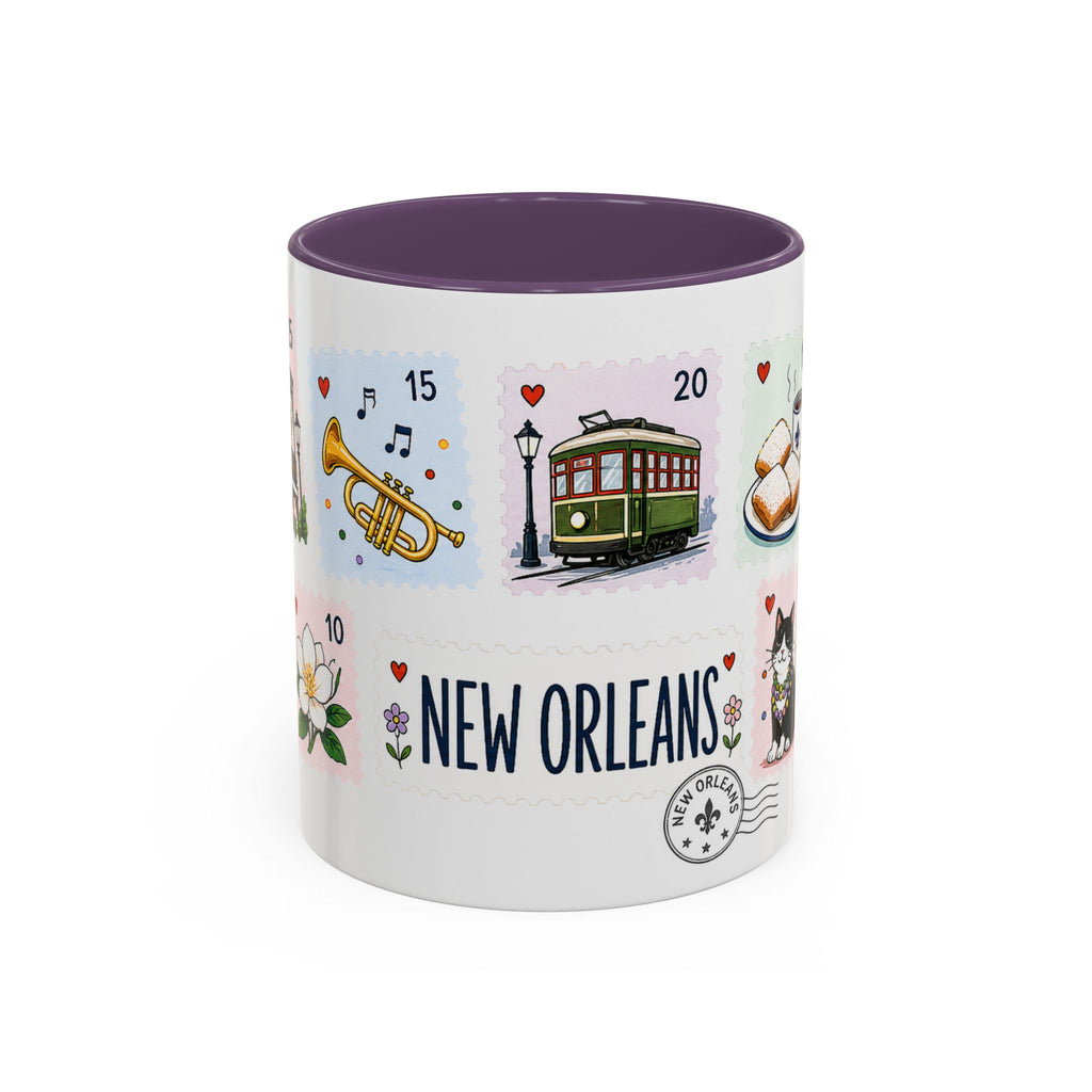 New Orleans Coffee Mug | Postage Stamp Collage Mug | Travel Souvenir Accent Cup 11oz 15oz