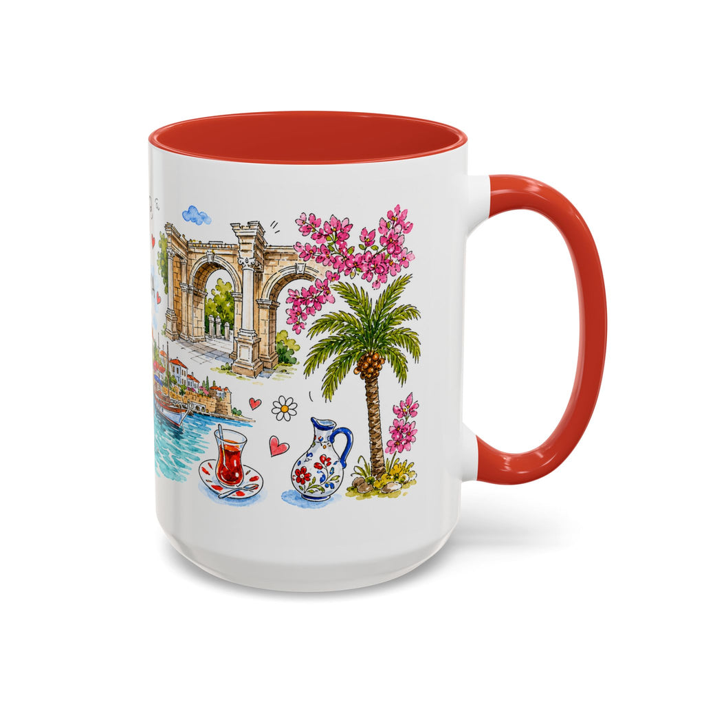 Antalya Travel Mug | European City Souvenir Accent Coffee Mug | 11oz 15oz Ceramic Cup