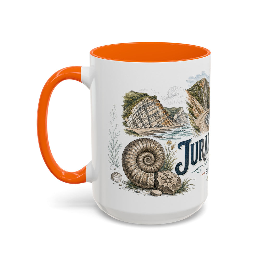 Jurassic Coast Mug, England Travel Souvenir, Bucket List Gift, Accent Ceramic Coffee Mug 11oz 15oz