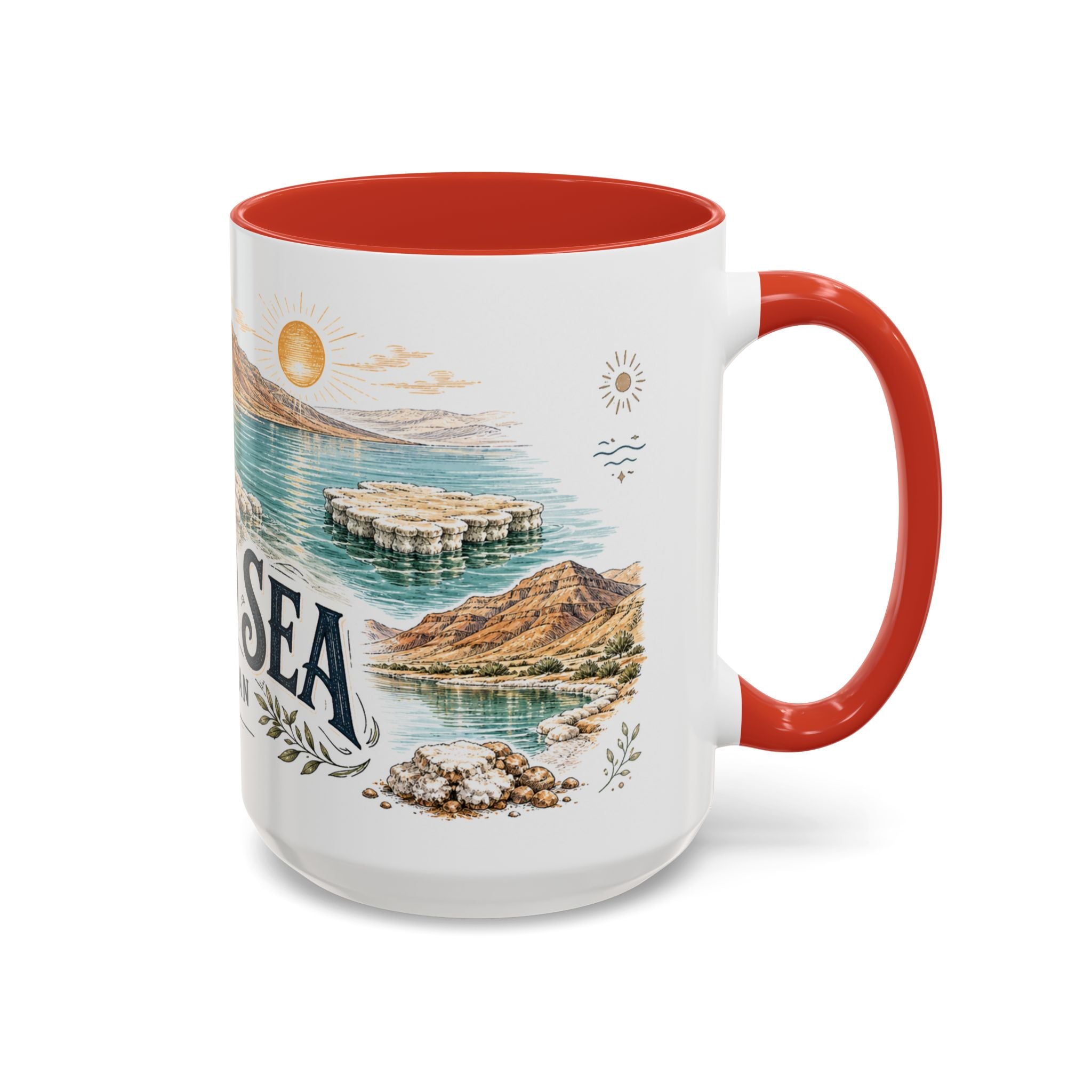 Dead Sea Mug, Jordan Travel Souvenir, Bucket List Gift, Accent Ceramic Coffee Mug 11oz 15oz