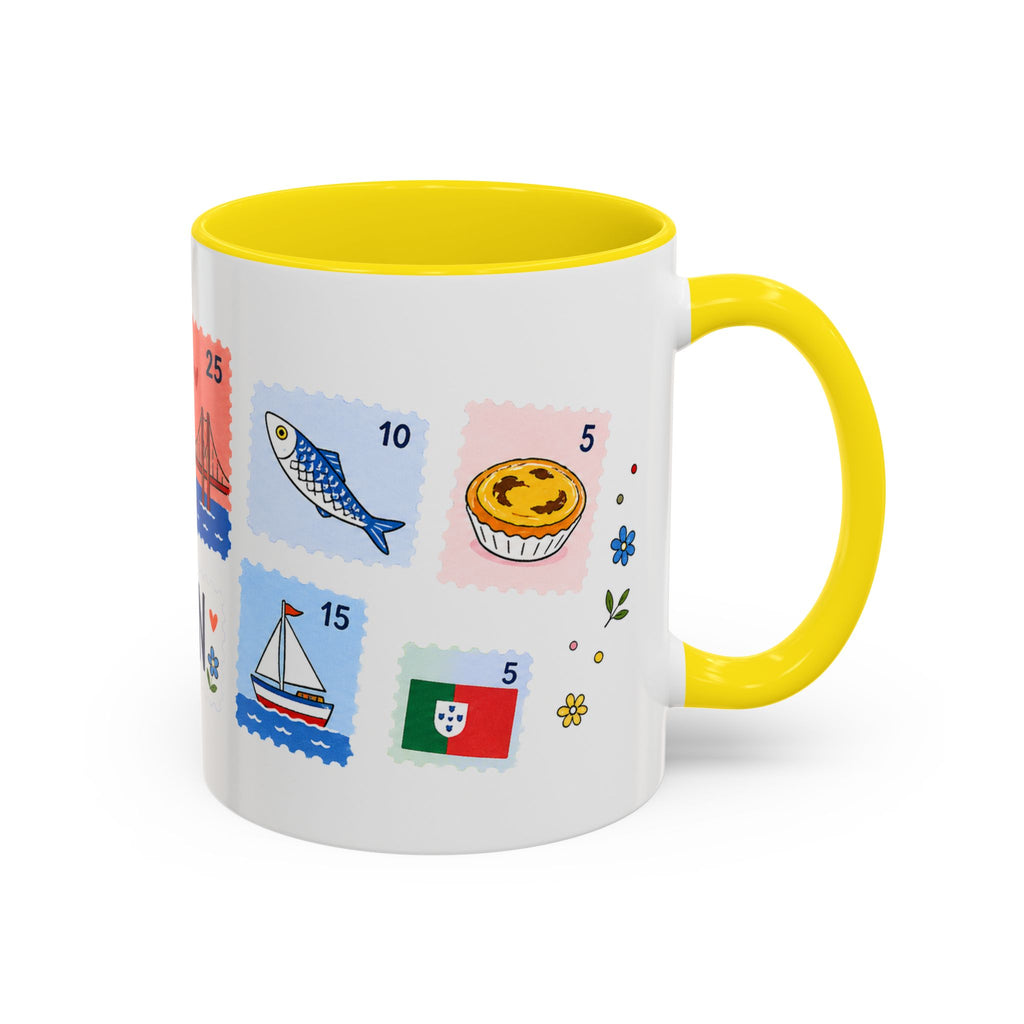 Lisbon Coffee Mug | Postage Stamp Collage Mug | Travel Souvenir Accent Cup 11oz 15oz
