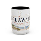 Delaware State Map Mug | Botanical Beach Accent Coffee Cup (11oz/15oz)