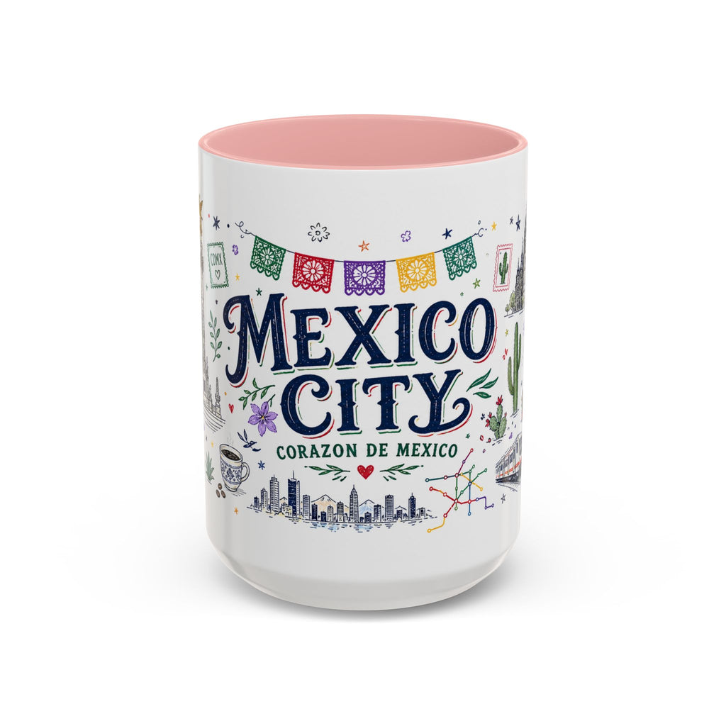 Mexico City Coffee Mug | Mexico Souvenir Travel Gift | Accent Color Ceramic 11oz 15oz