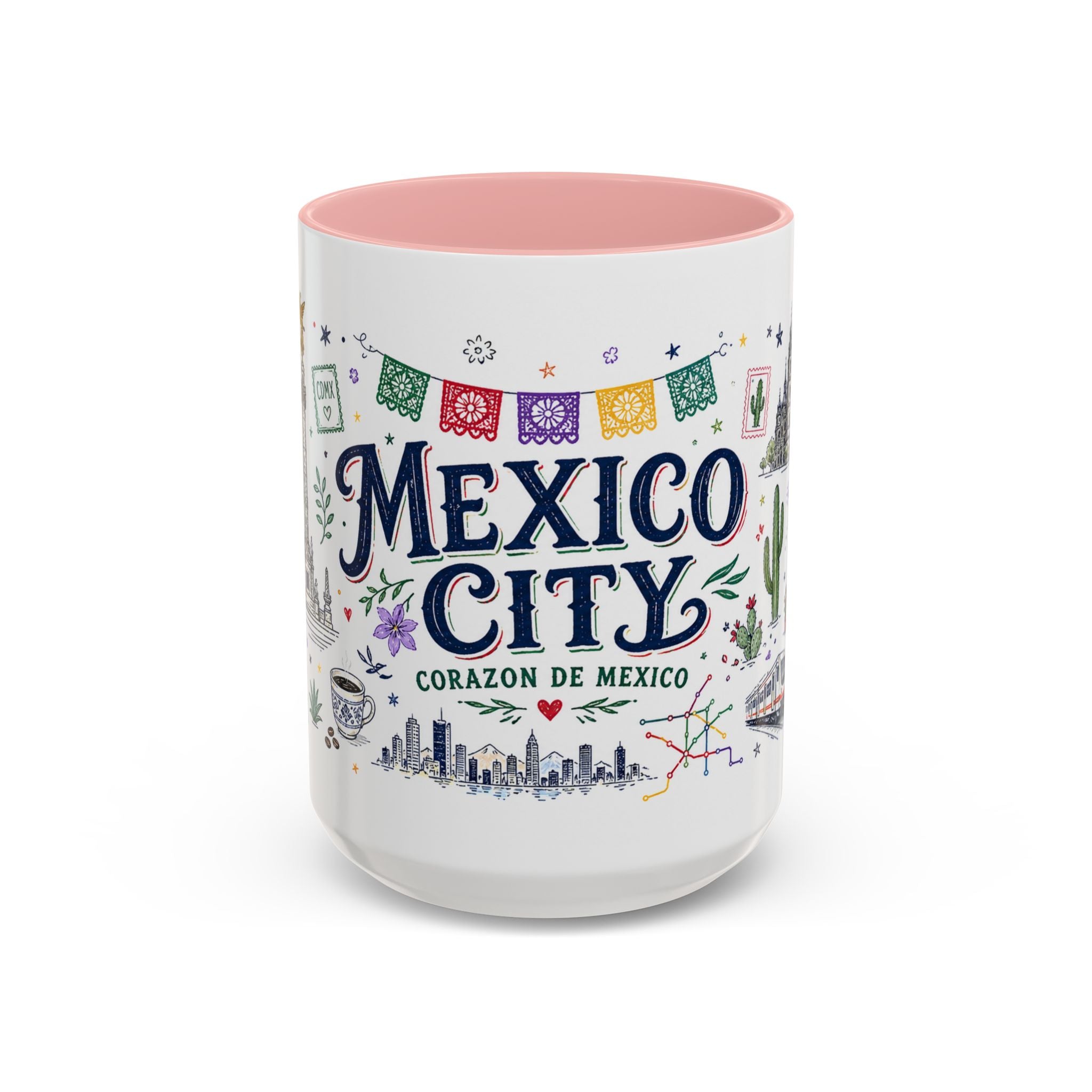 Mexico City Coffee Mug | Mexico Souvenir Travel Gift | Accent Color Ceramic 11oz 15oz