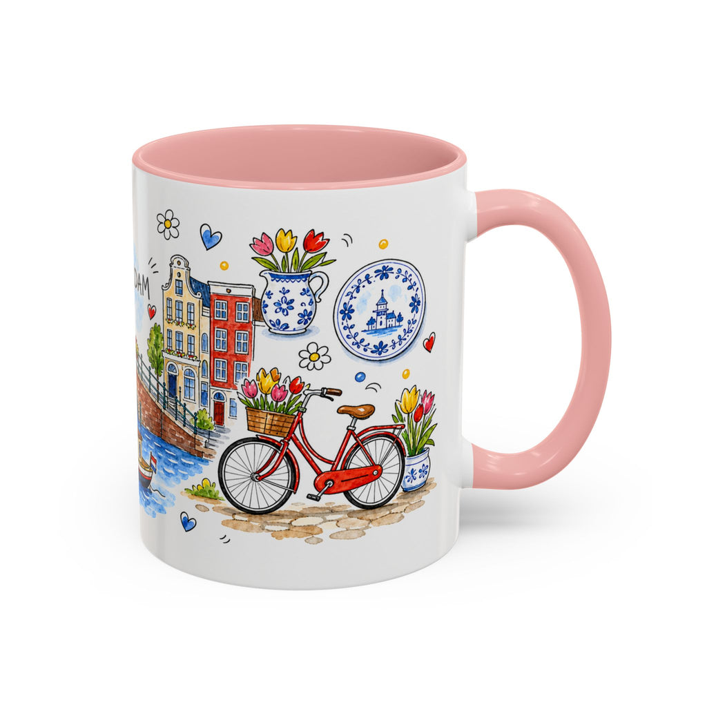 Amsterdam Travel Mug | European City Souvenir Accent Coffee Mug | 11oz 15oz Ceramic Cup