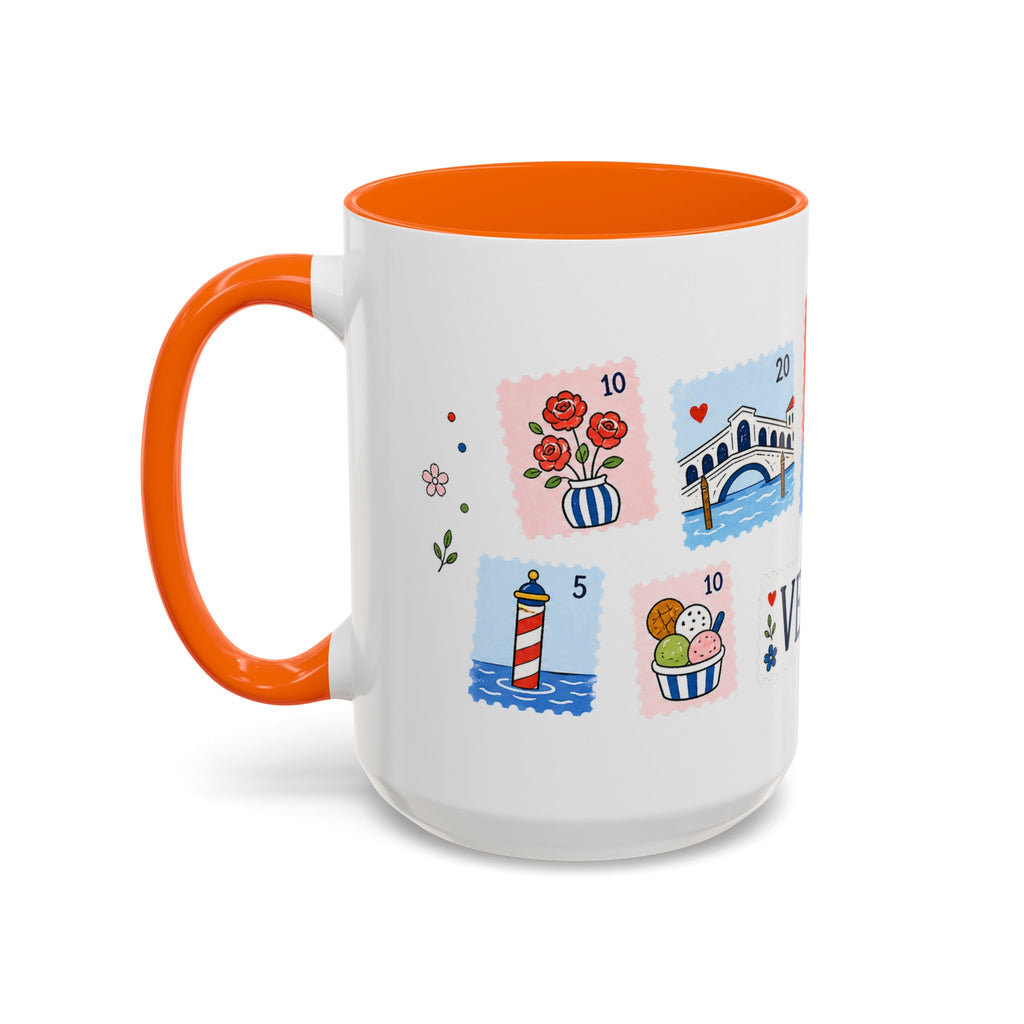 Venice Coffee Mug | Postage Stamp Collage Mug | Travel Souvenir Accent Cup 11oz 15oz