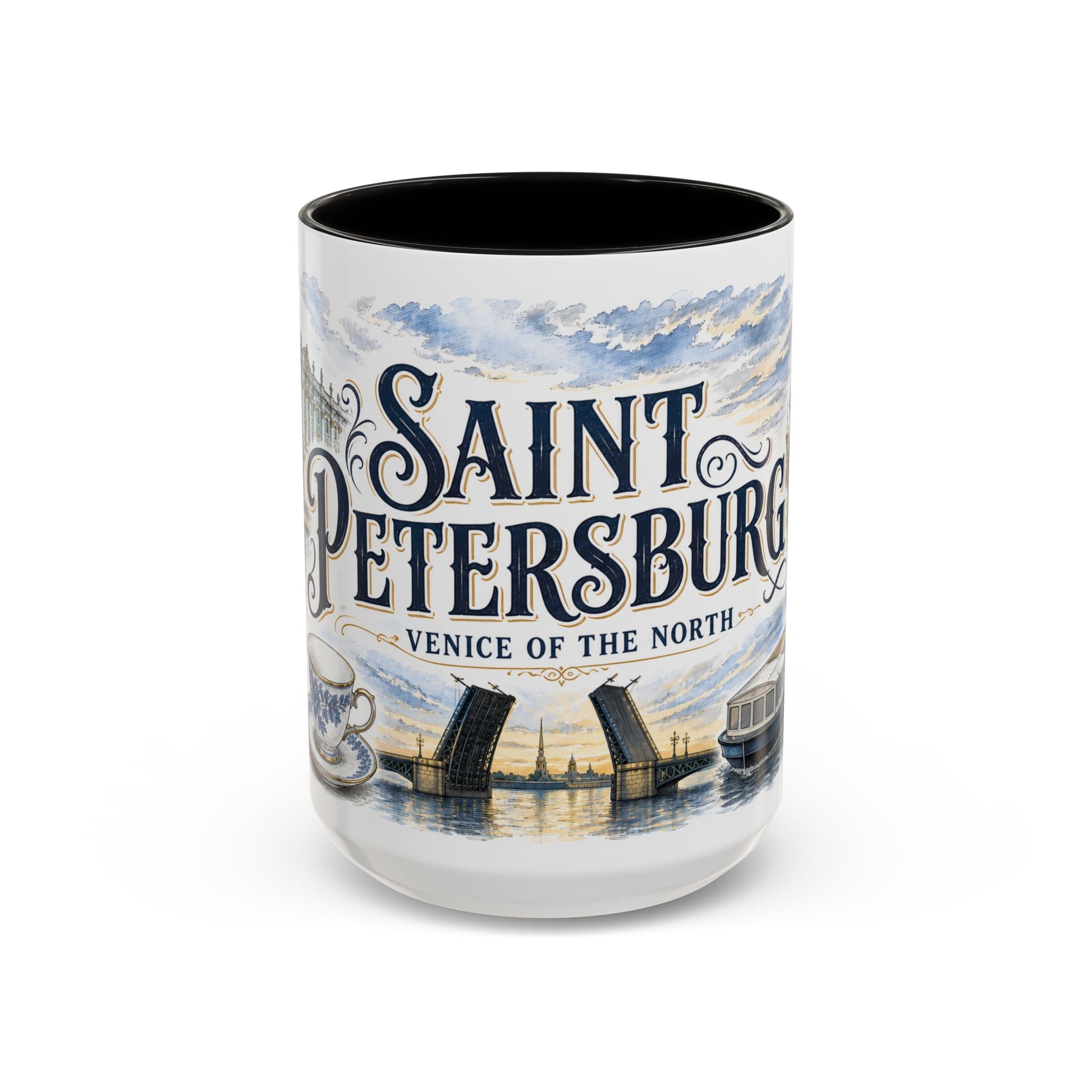 Saint Petersburg Coffee Mug | Russia Travel Souvenir | Vintage Illustrated City Gift | 11 oz 15 oz Accent Mug
