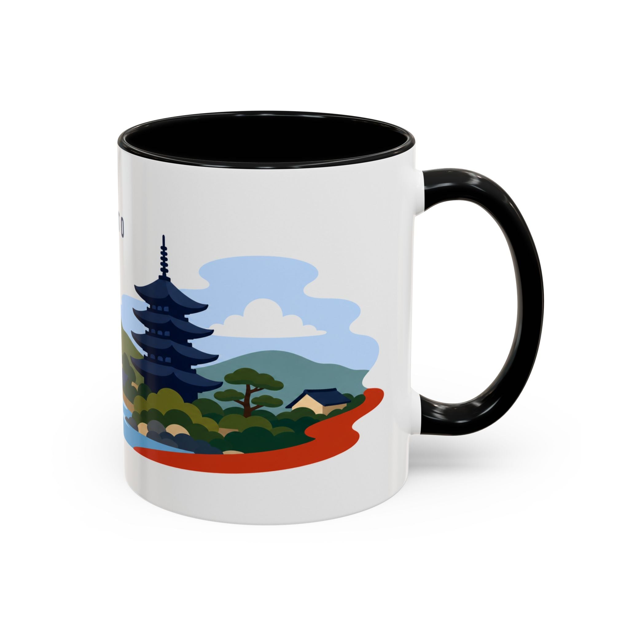 Kyoto Coffee Mug | Travel Destination Souvenir Gift | Accent Color Ceramic 11oz 15oz