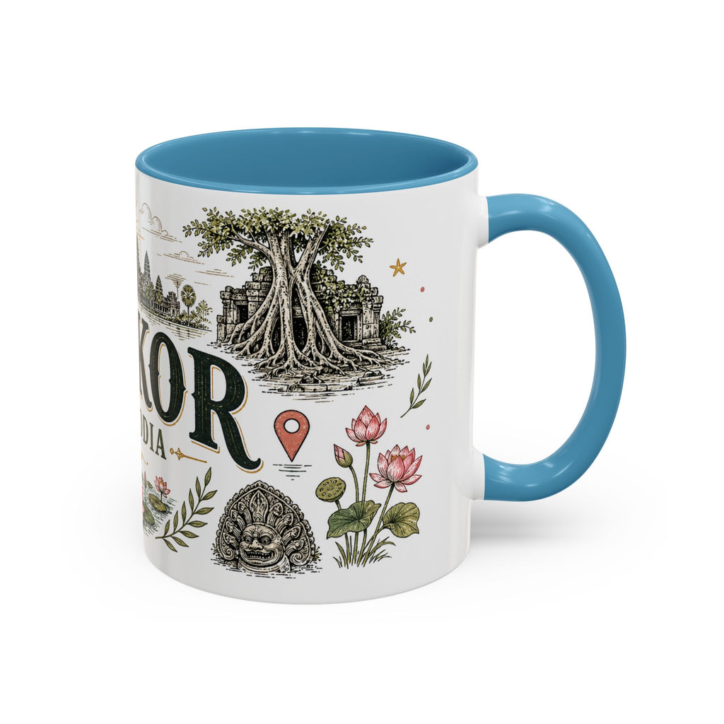 Angkor Coffee Mug | Travel Destination Souvenir Gift | Accent Color Ceramic 11oz 15oz