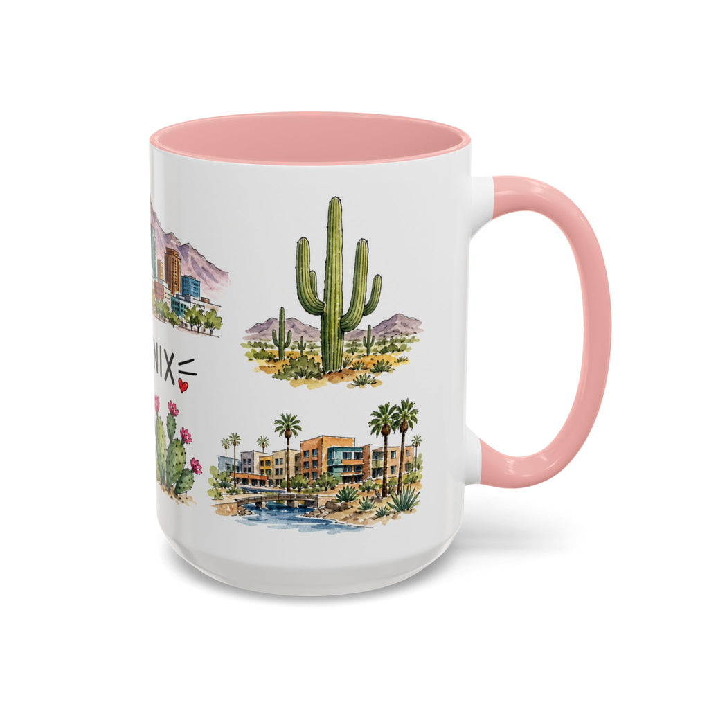 Phoenix Illustrated Travel Mug | City Souvenir Accent Coffee Mug | 11oz 15oz Ceramic Cup