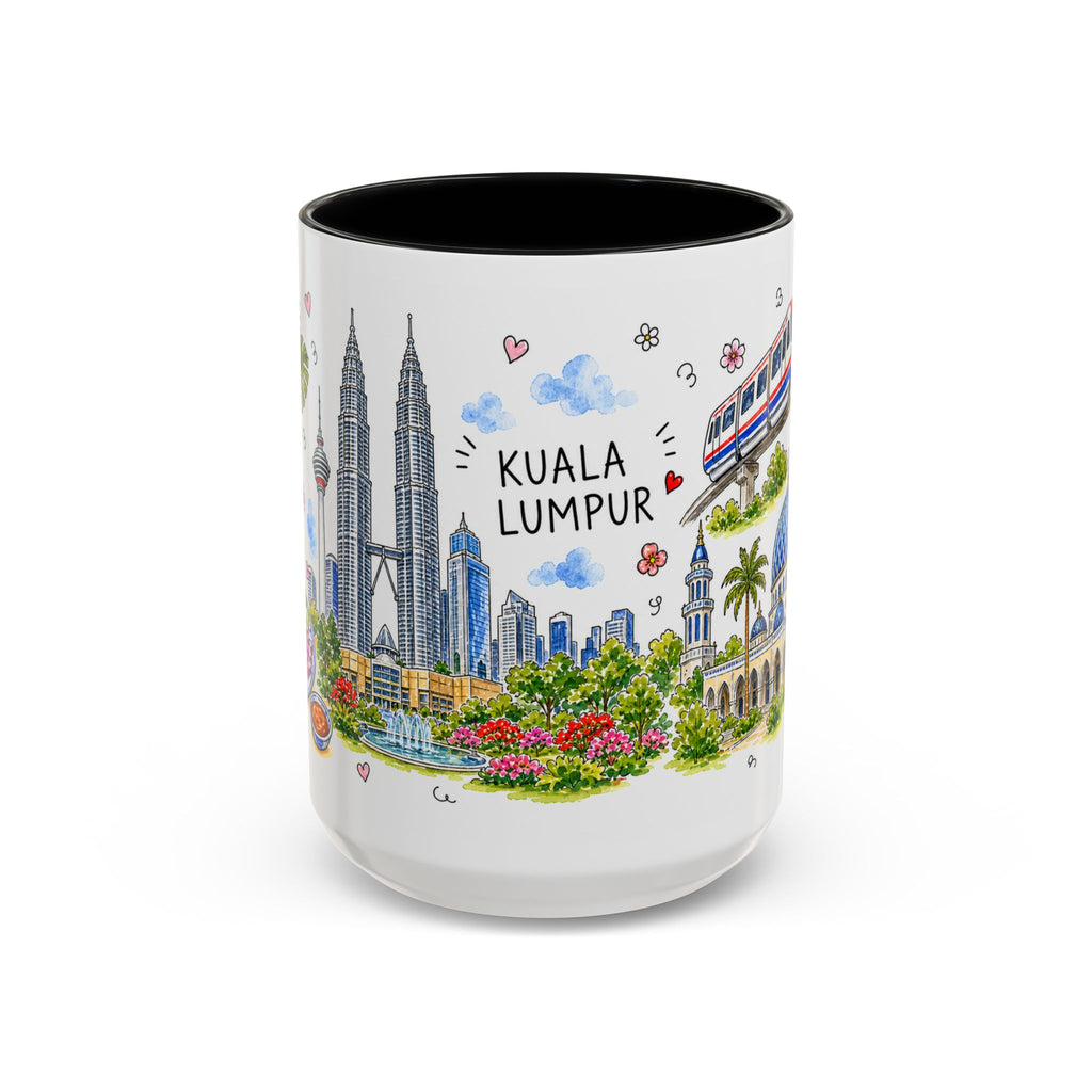 Kuala Lumpur Illustrated Travel Mug | City Souvenir Accent Coffee Mug | 11oz 15oz Ceramic Cup
