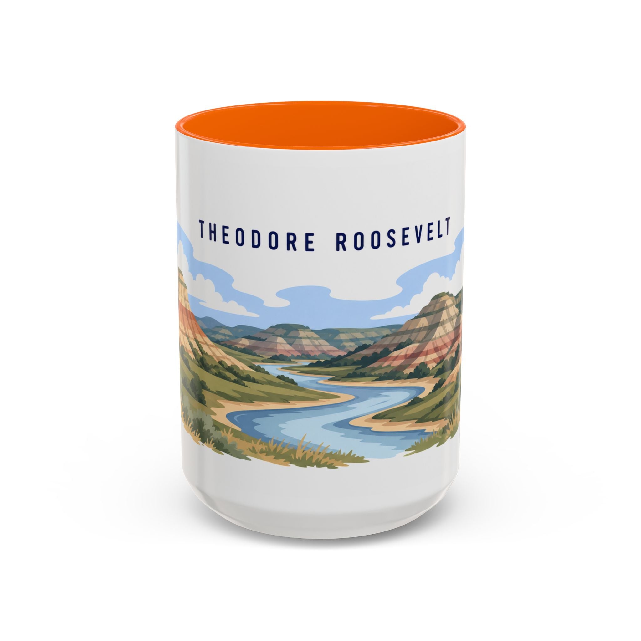 Theodore Roosevelt National Park Coffee Mug | Solid Color Block Park Souvenir | 11oz 15oz Accent Mug
