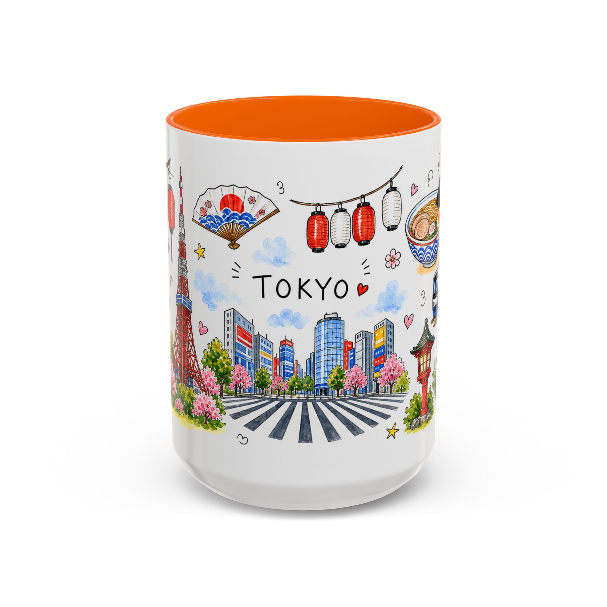 Tokyo Illustrated Travel Mug | City Souvenir Accent Coffee Mug | 11oz 15oz Ceramic Cup