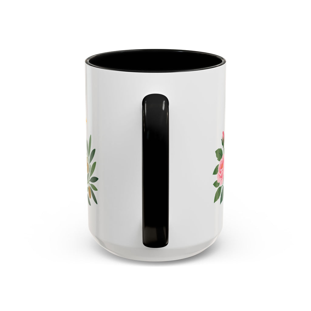 Libra Zodiac Coffee Mug | Scales and Rose Design | Astrology Birthday Gift | 11 oz 15 oz Ceramic Accent Mug