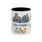 Baltimore Illustrated Travel Mug | City Souvenir Accent Coffee Mug | 11oz 15oz Ceramic Cup