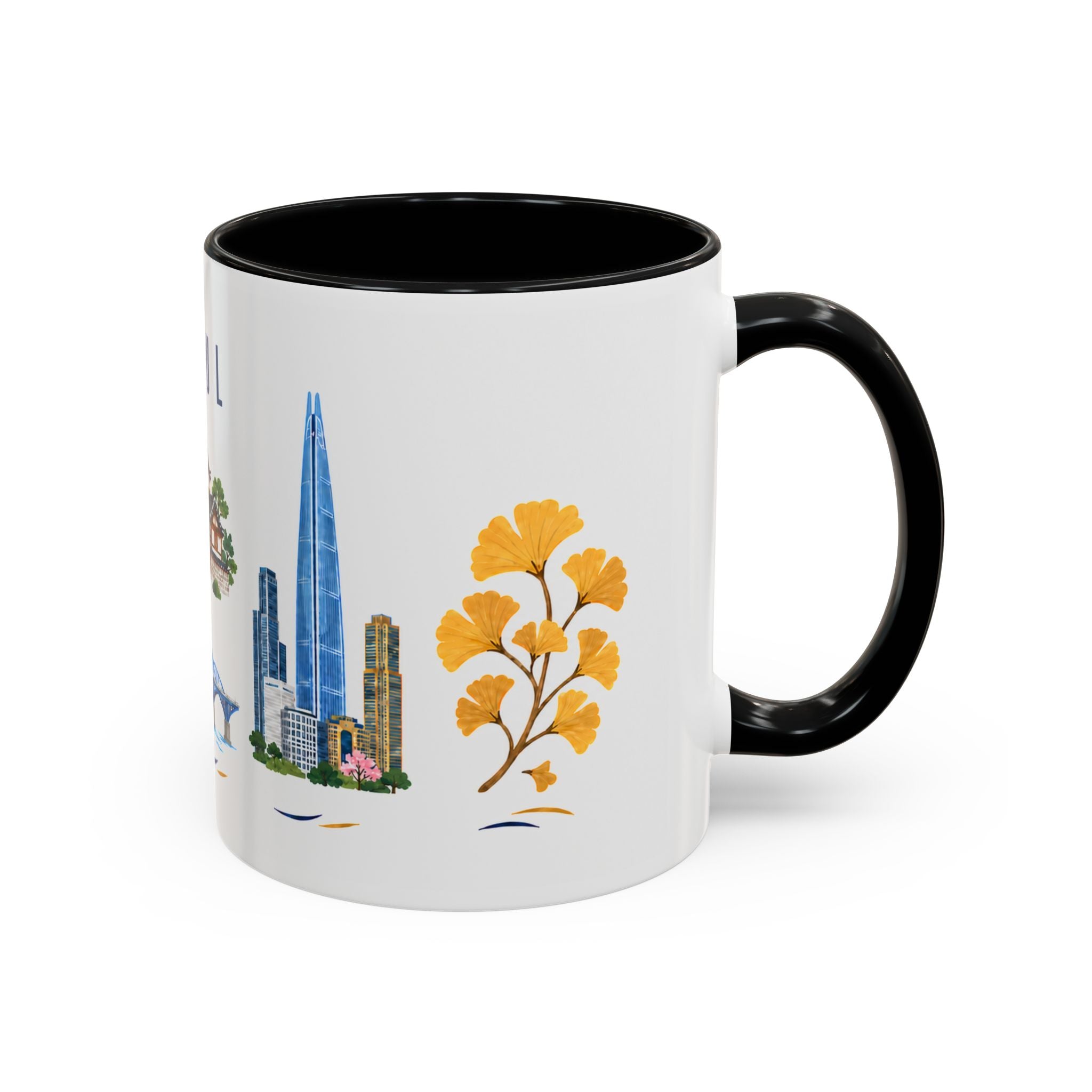 Seoul Coffee Mug | South Korea Travel Souvenir | Porcelain Decal City Gift | 11oz 15oz Accent Mug