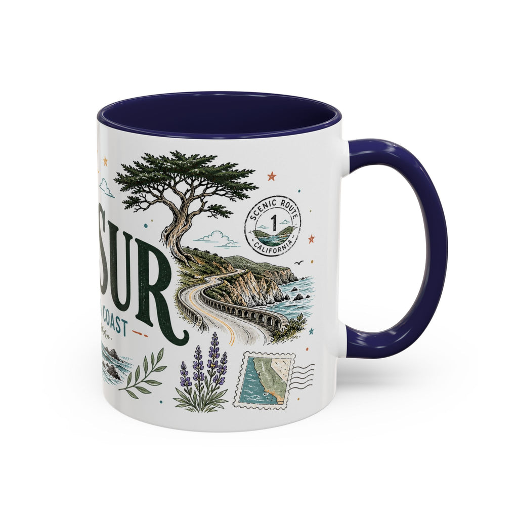 Big Sur Coffee Mug | Travel Destination Souvenir Gift | Accent Color Ceramic 11oz 15oz