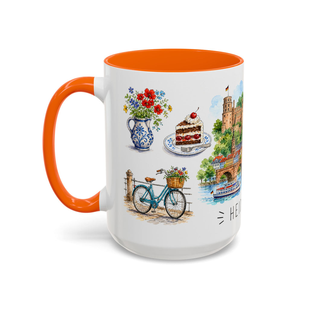 Heidelberg Illustrated Travel Mug | City Souvenir Accent Coffee Mug | 11oz 15oz Ceramic Cup