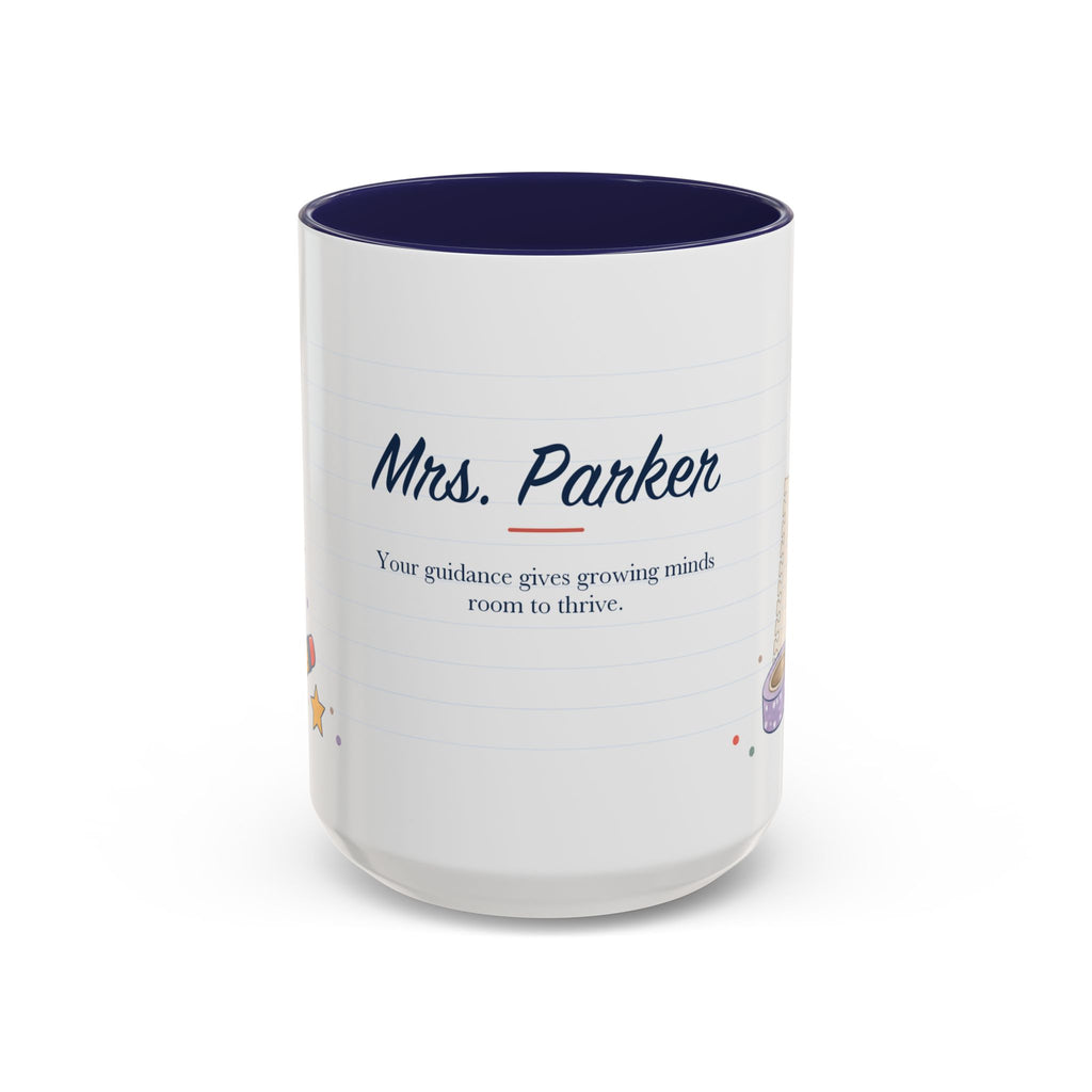 Personalized Teacher Mug | Custom Name Notebook Coffee Cup | Back to School Gift 11oz 15oz