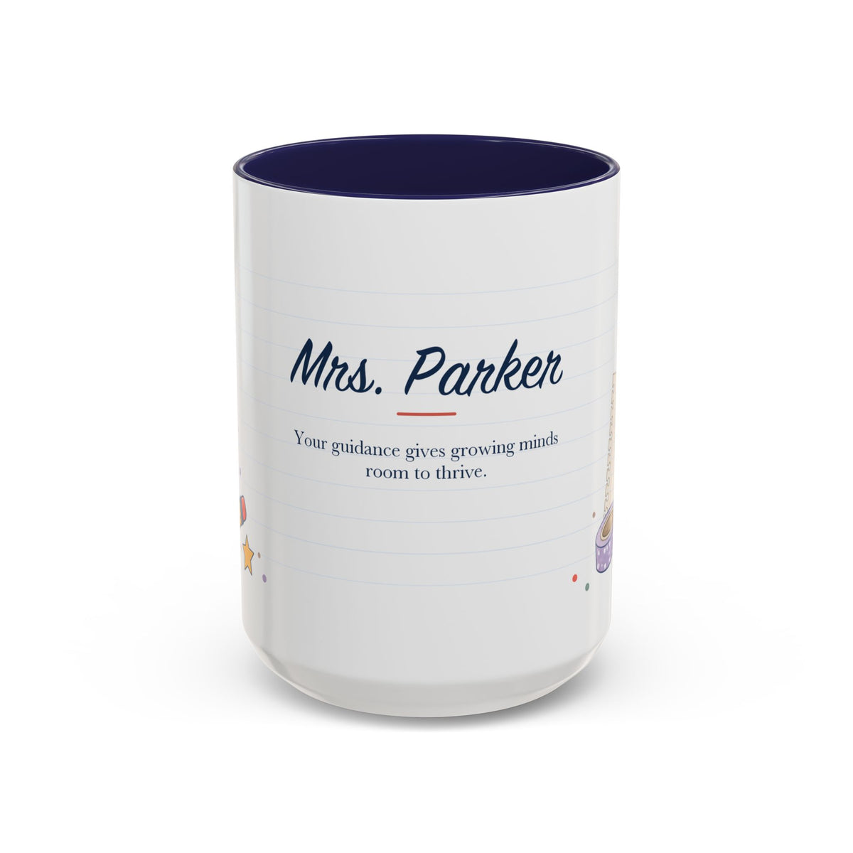Personalized Teacher Mug | Custom Name Notebook Coffee Cup | Back to School Gift 11oz 15oz