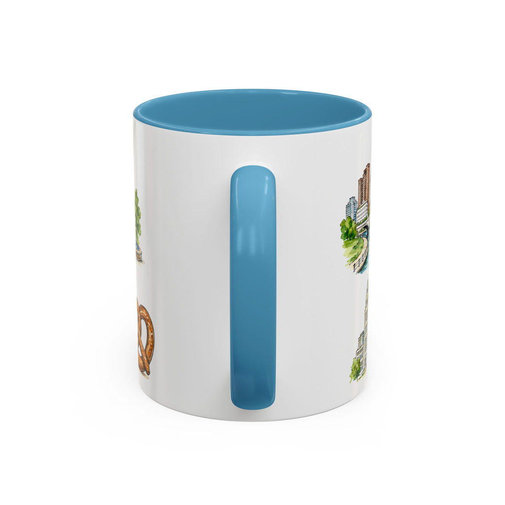 Columbus Illustrated Travel Mug | City Souvenir Accent Coffee Mug | 11oz 15oz Ceramic Cup