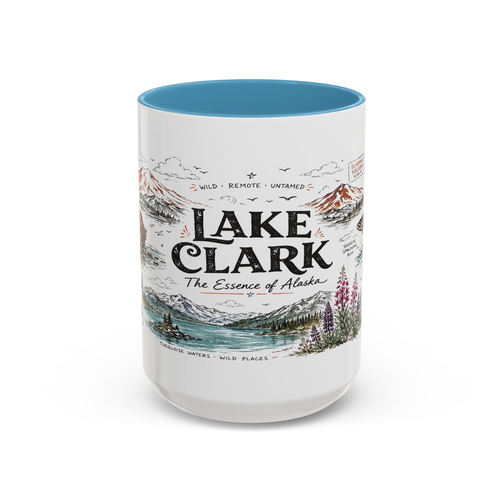 Lake Clark National Park Coffee Mug | Alaska Fly-in Wilderness Adventure Gift | Accent Color Ceramic 11oz 15oz