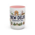 New Delhi Coffee Mug | India Souvenir Travel Gift | Accent Color Ceramic 11oz 15oz