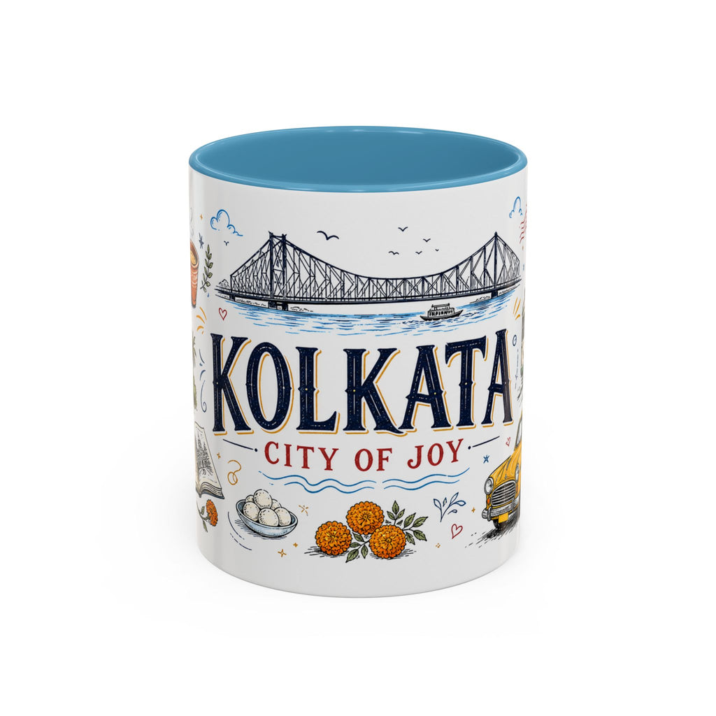 Kolkata Coffee Mug | India Souvenir Travel Gift | Accent Color Ceramic 11oz 15oz