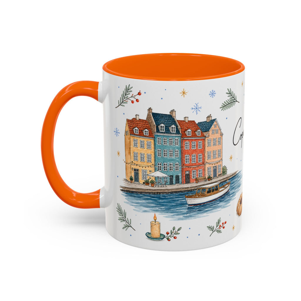 Copenhagen Christmas Mug | Watercolor Travel Souvenir | Holiday Gift | Accent Ceramic Coffee Cup 11oz 15oz