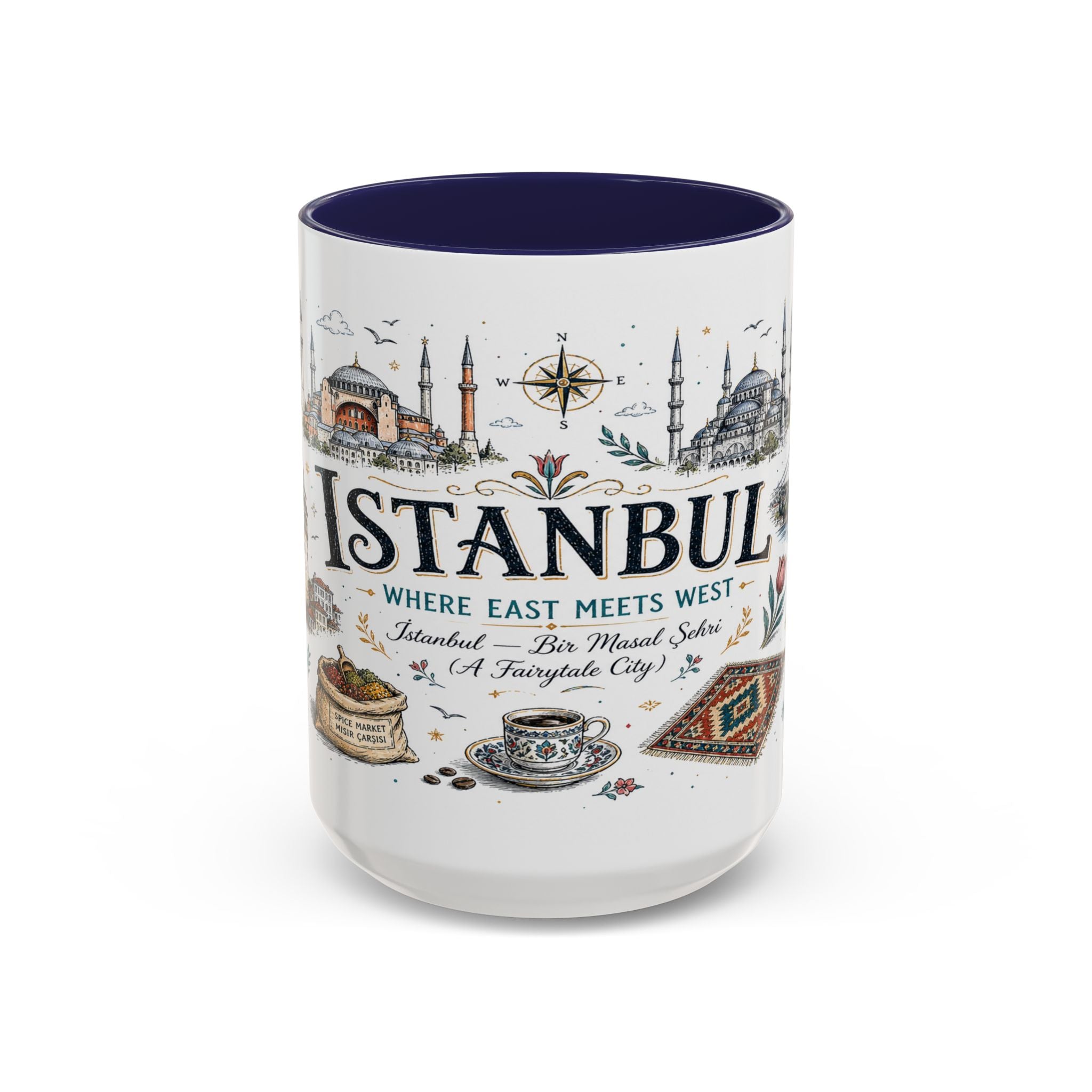 Istanbul Coffee Mug | Turkey Souvenir Travel Gift | Accent Color Ceramic 11oz 15oz
