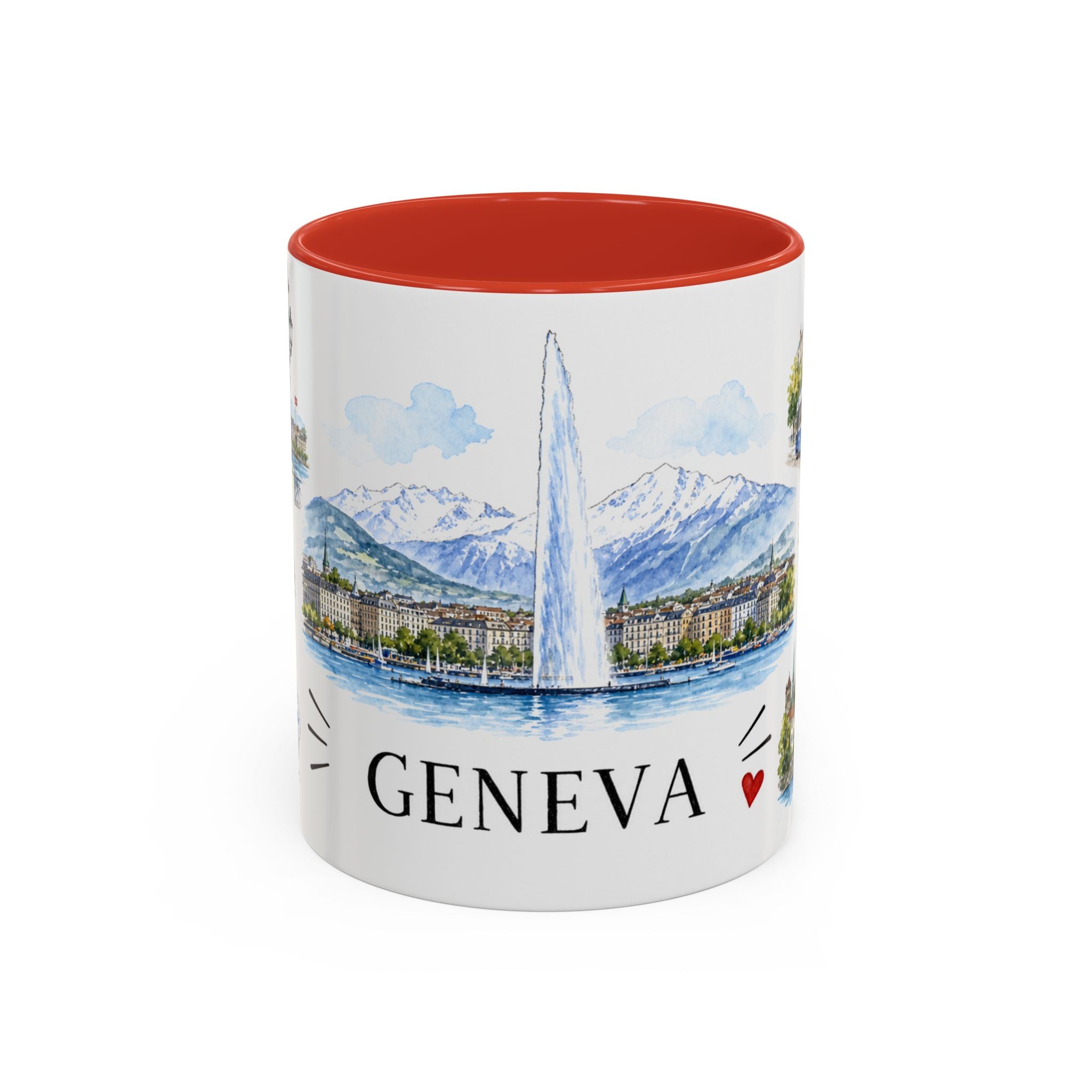 Geneva Illustrated Travel Mug | City Souvenir Accent Coffee Mug | 11oz 15oz Ceramic Cup