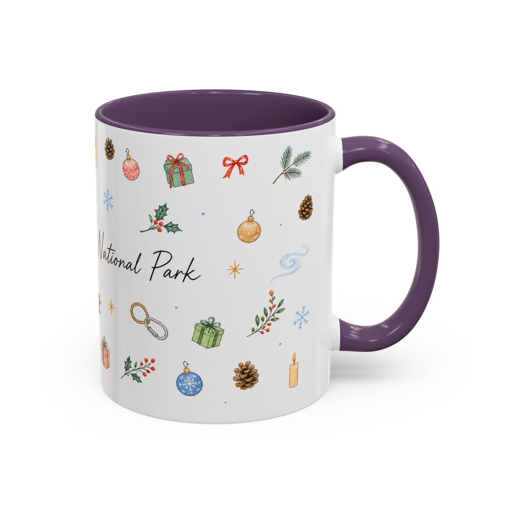 New River Gorge National Park Christmas Mug | Watercolor Travel Souvenir | Holiday Gift | Accent Ceramic Coffee Cup 11oz 15oz
