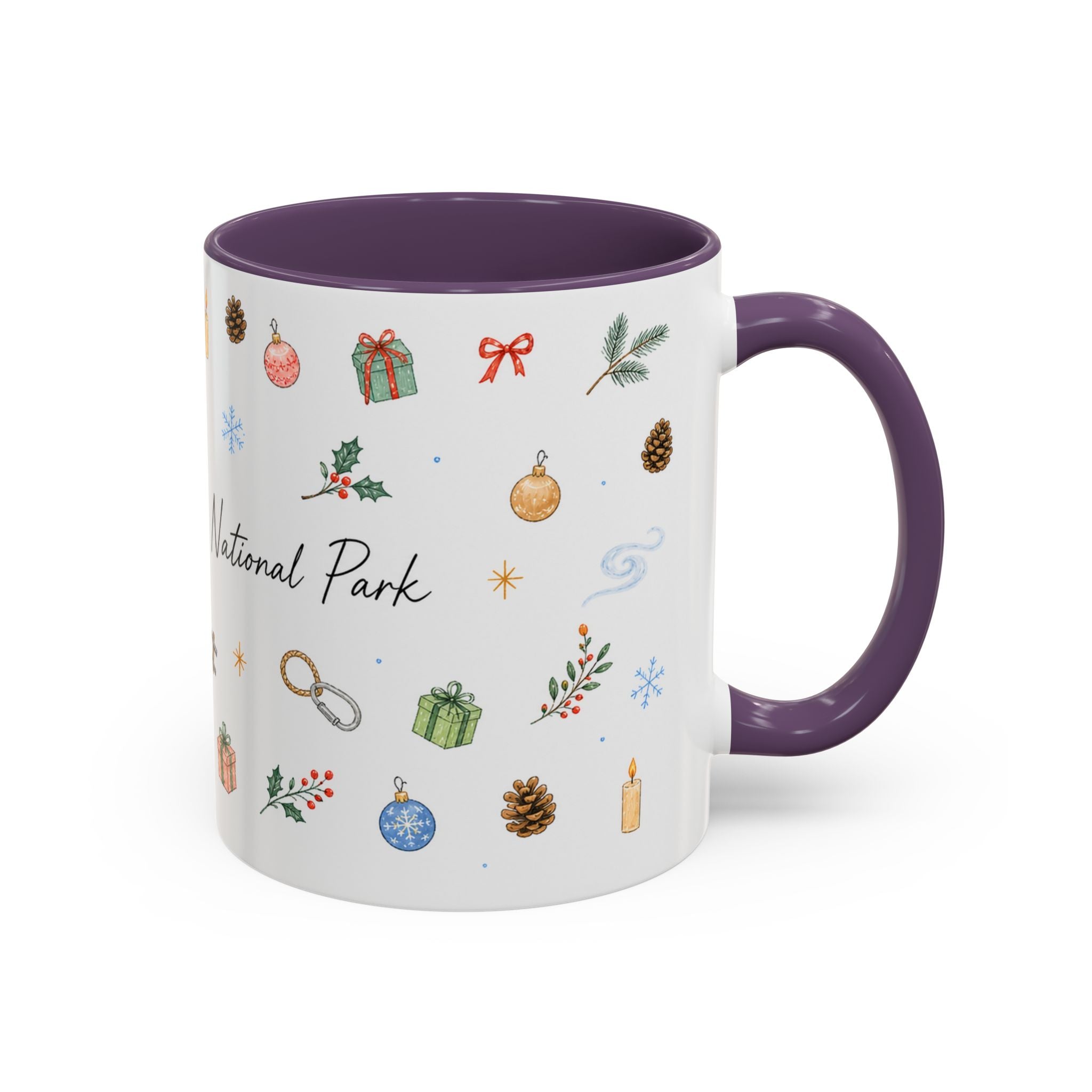 New River Gorge National Park Christmas Mug | Watercolor Travel Souvenir | Holiday Gift | Accent Ceramic Coffee Cup 11oz 15oz