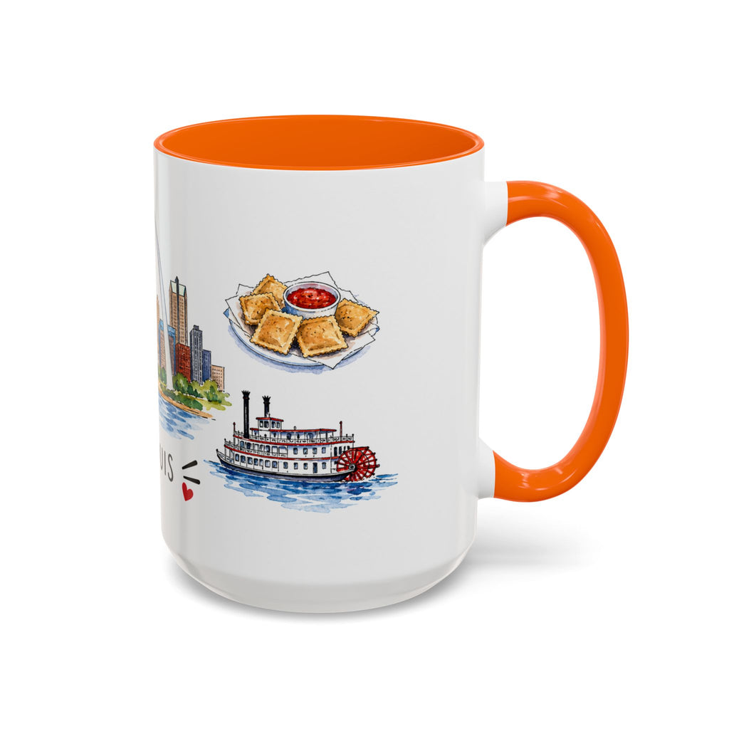 St. Louis Illustrated Travel Mug | City Souvenir Accent Coffee Mug | 11oz 15oz Ceramic Cup
