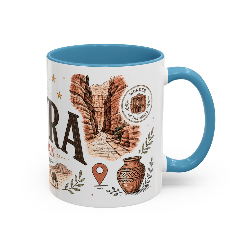 Petra Coffee Mug | Travel Destination Souvenir Gift | Accent Color Ceramic 11oz 15oz