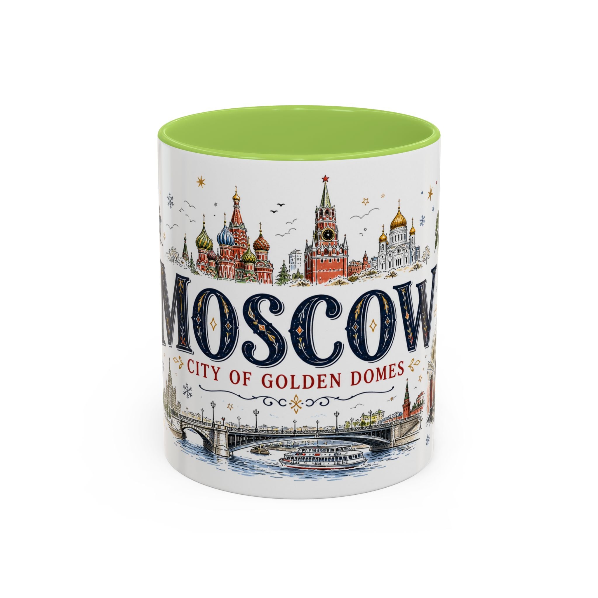 Moscow Coffee Mug | Russia Souvenir Travel Gift | Accent Color Ceramic 11oz 15oz