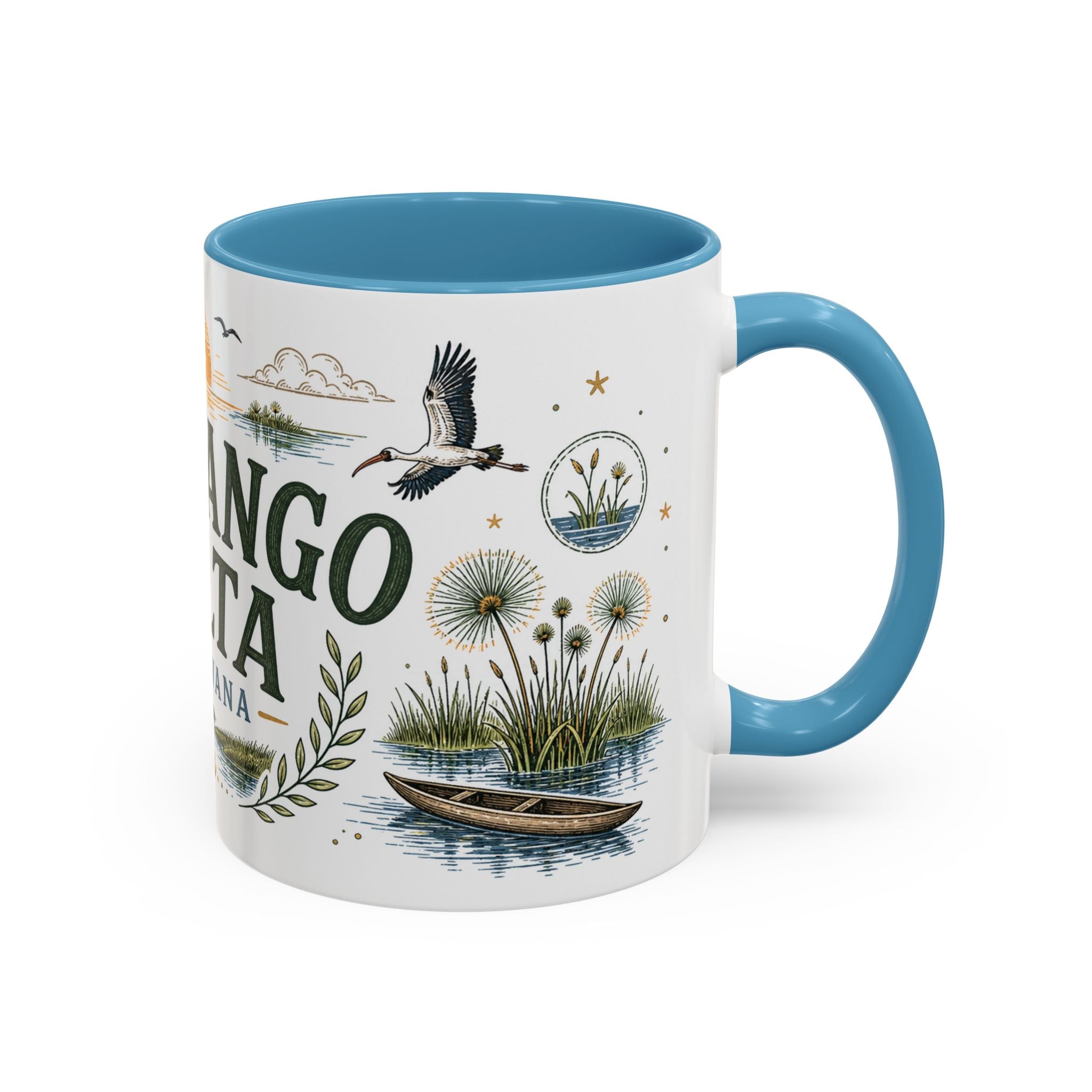 Okavango Delta Coffee Mug | Travel Destination Souvenir Gift | Accent Color Ceramic 11oz 15oz