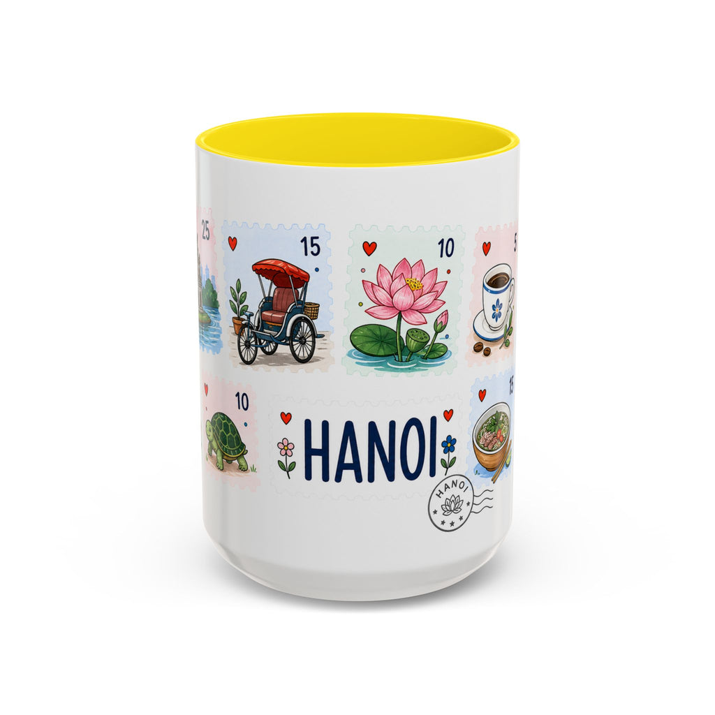 Hanoi Coffee Mug | Postage Stamp Collage Mug | Travel Souvenir Accent Cup 11oz 15oz
