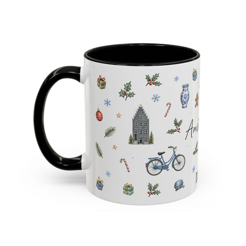 Amsterdam Christmas Watercolor Mug | Festive City Souvenir Coffee Cup