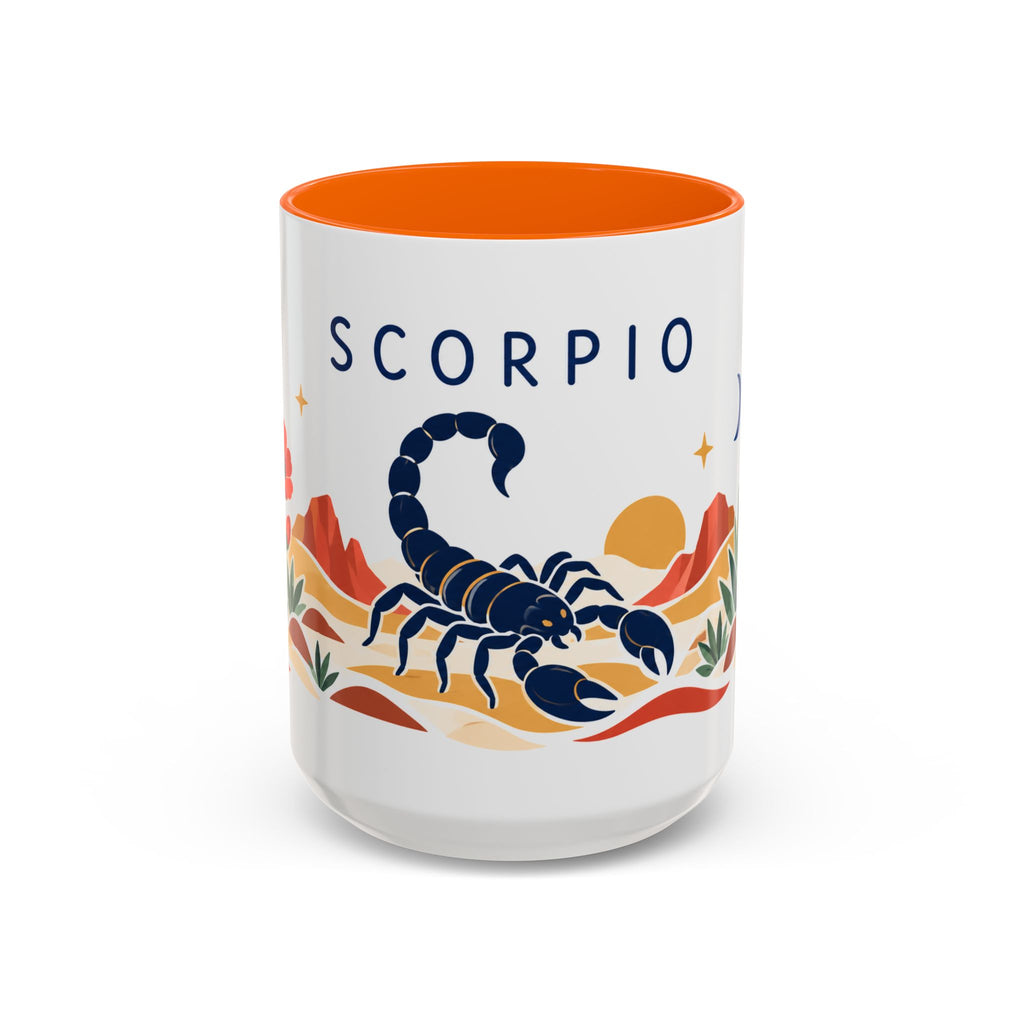 Scorpio Zodiac Coffee Mug | Scorpion and Desert Design | Astrology Birthday Gift | 11 oz 15 oz Ceramic Accent Mug