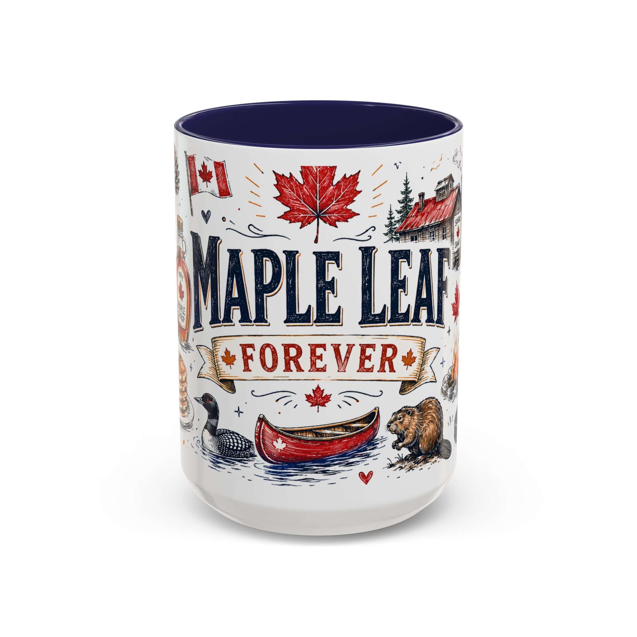 Maple Leaf Forever Coffee Mug | Canadian Pride Gift | Accent Color Ceramic 11oz 15oz