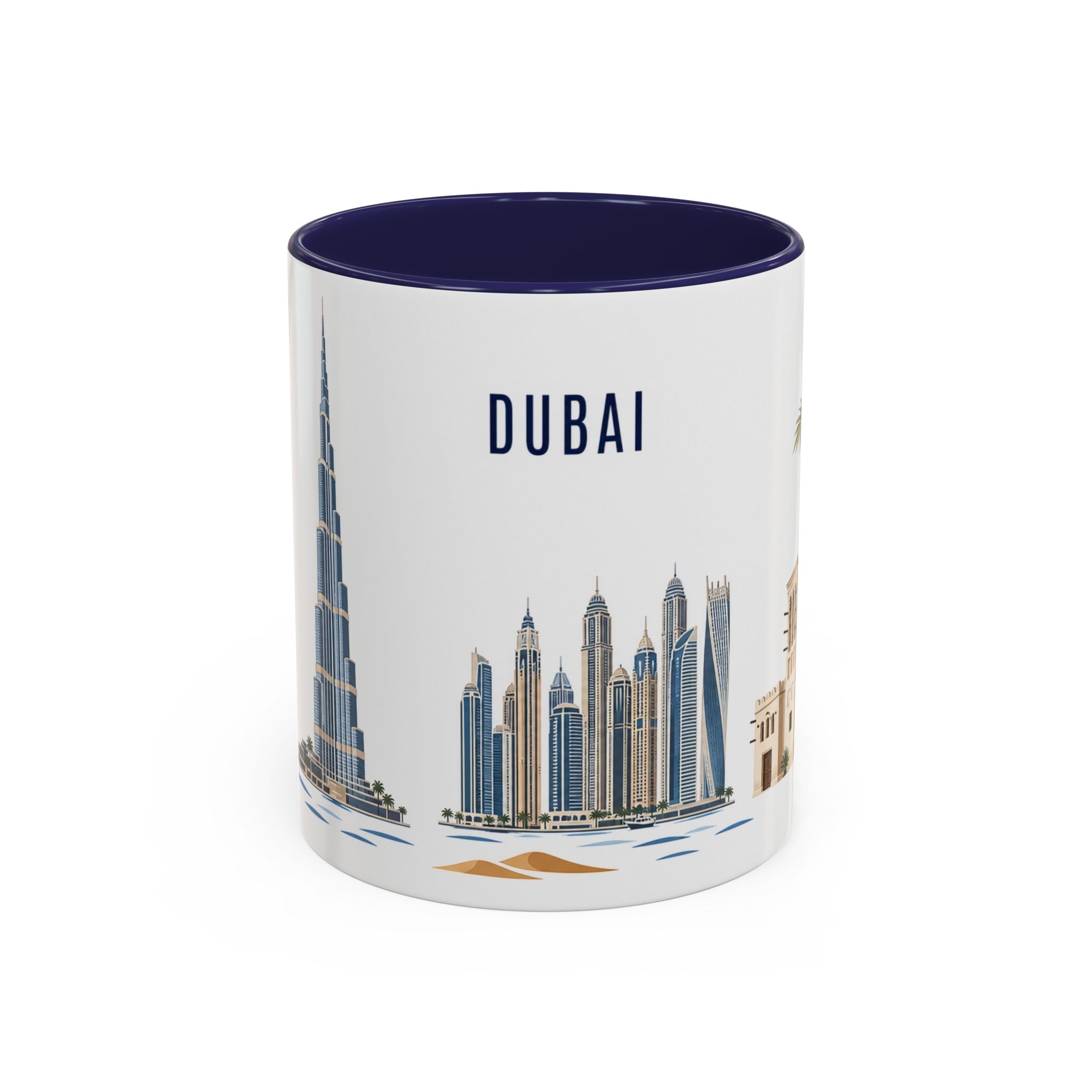 Dubai Coffee Mug | United Arab Emirates Travel Souvenir | Porcelain Decal City Gift | 11oz 15oz Accent Mug
