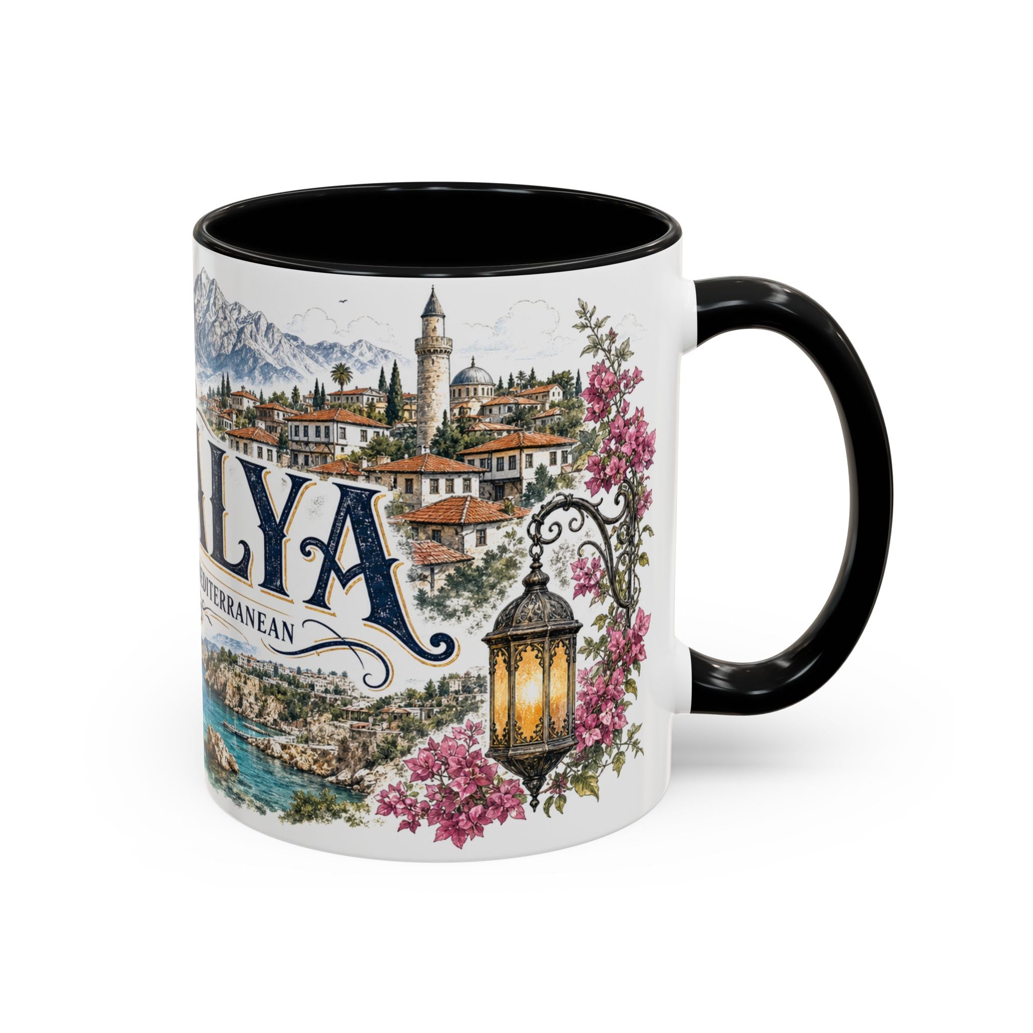 Antalya Coffee Mug | Turkey Travel Souvenir | Vintage Illustrated City Gift | 11 oz 15 oz Accent Mug